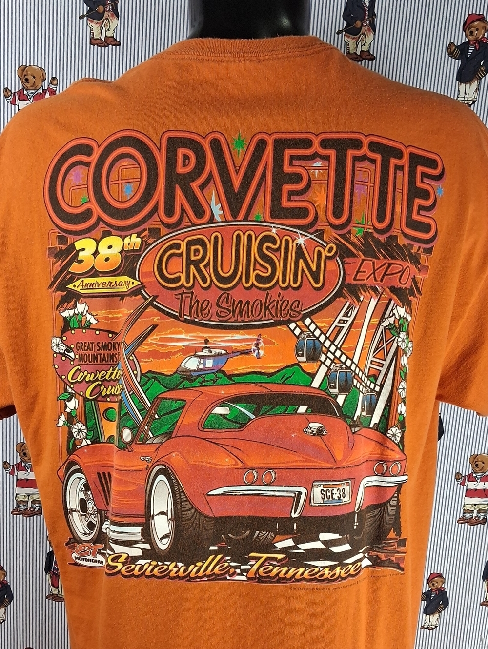Chevy Corvette Cruise Spell-out Stingray Burnt Orange Back Graphic Xl T-shirt